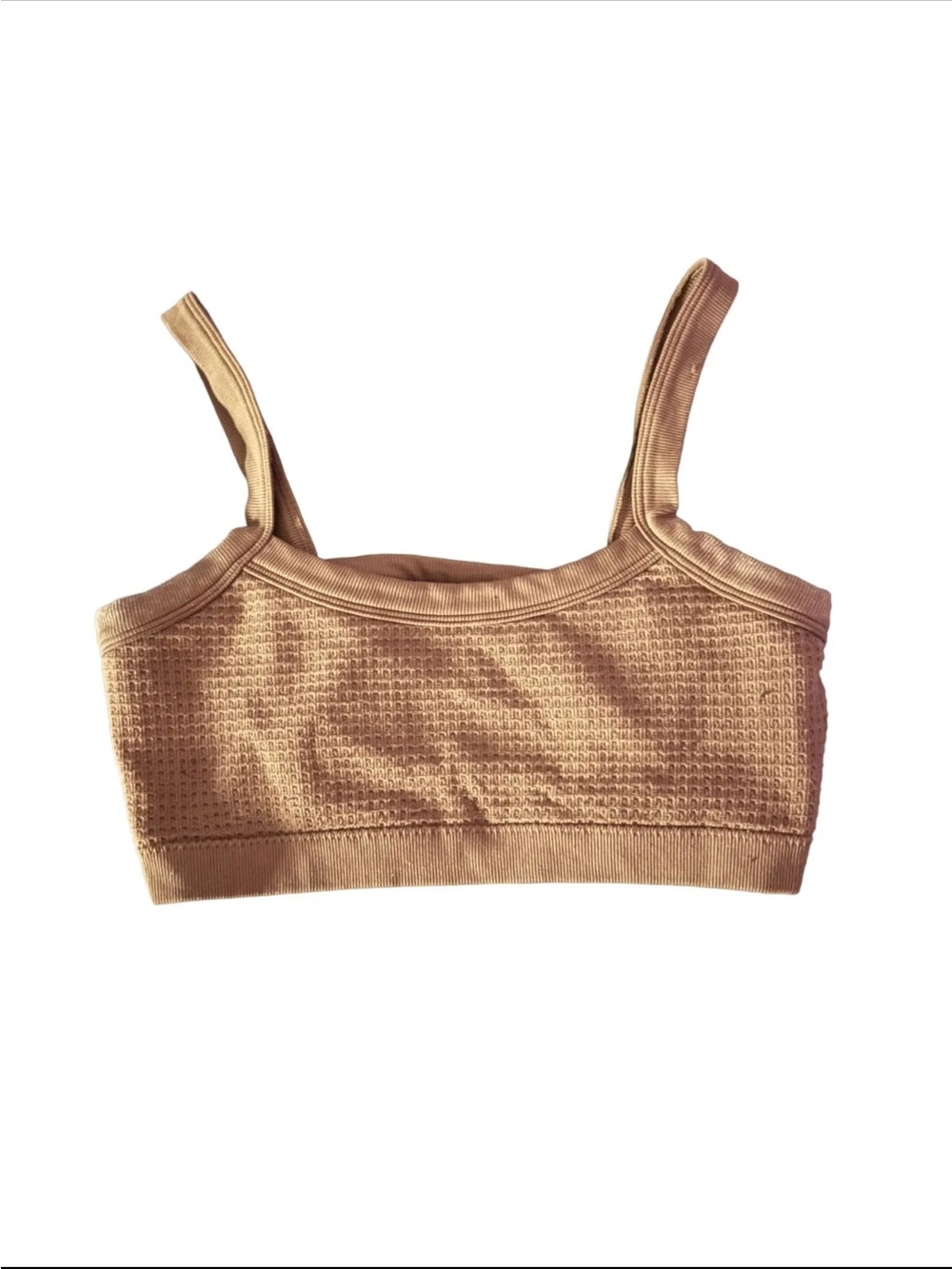 Garage Brown Waffle Knit Scoop Neck Crop Top Bralette XS